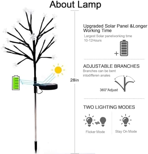 8 Pack Solar Lights Outdoor Waterproof, Garden Lights Solar Flowers - Image 3