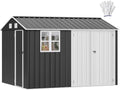 DWVO 10' x 8' Outdoor Metal Storage Shed with Windows & 3 Lockable Doors by DWVO