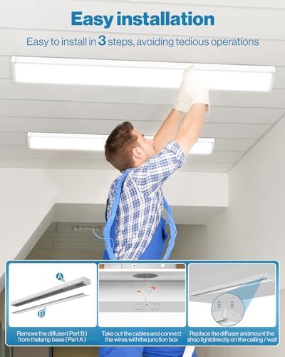 Sunco 2 Pack LED Shop Lights 4ft, Wraparound Fixtures, 40W=300W, Linkable - Image 4