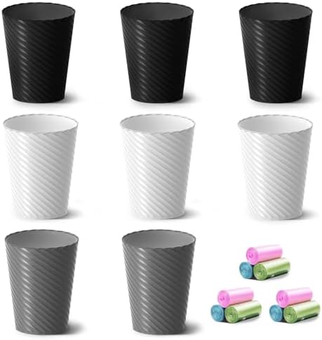 Lysam Bathroom Trash Can 8 Pack, 1.8 Gallon Small Trash Can with Trash Bags by Lysam