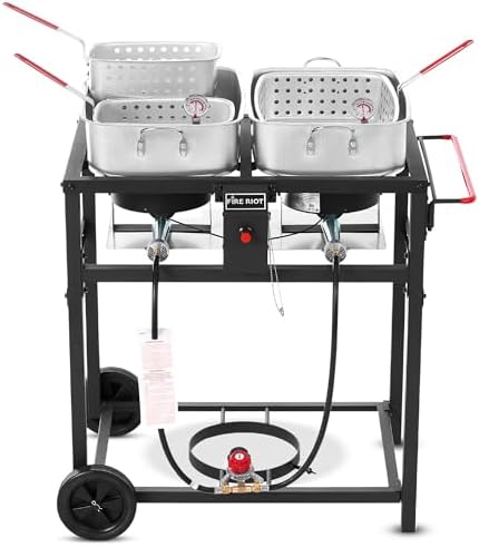 Outdoor Propane Deep Fryer with Double Burner Propane Stove by FireRiot