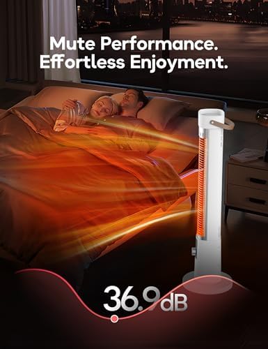 Patio Heater for Outdoor Use, Infrared Electric Outdoor Heater, 1500W Instant Heating, 60-Degree Oscillation, 9 Heat Levels, 9H Timer, Remote, for Garage, Backyard, Large Room, Indoor, 32.3", White - Image 6