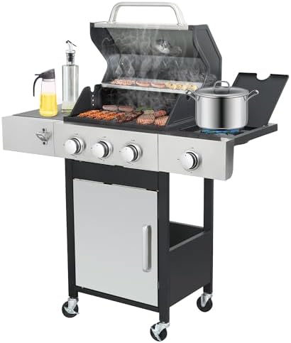 37,200 BTU 3-Burner Propane Gas Grill with Side Burner by Unknown