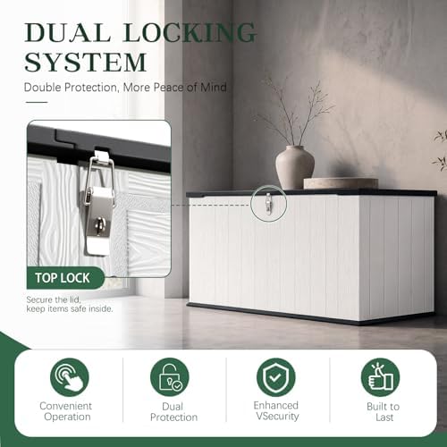 Outdoor Storage Shed, Resin Waterproof Storage Cabinet, Large Deck Box - Image 6