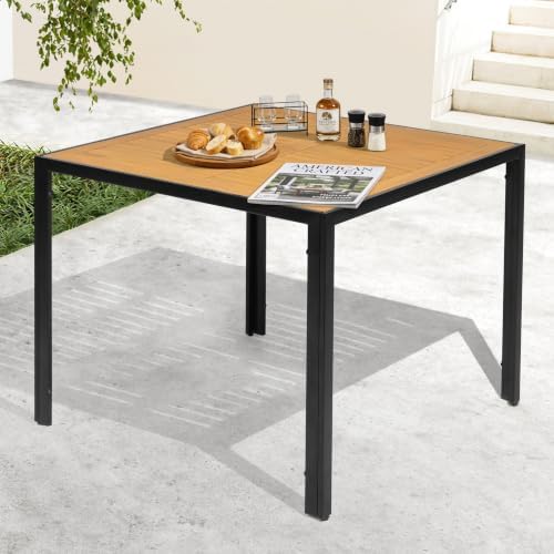 NUU GARDEN Outdoor Square Dining Table for 4 with Acacia Wood Top by NUUGARDENCORPORATION