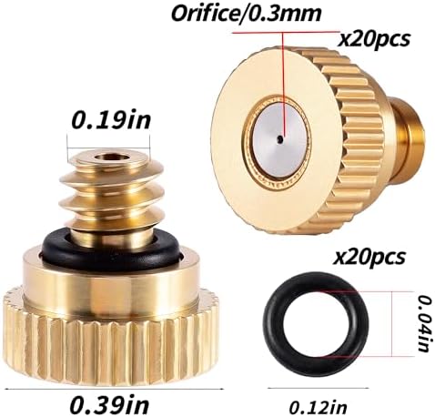 20 Pack Brass Misting Nozzles 10/24 UNC 0.012" (0.3mm) Orifice - Image 2