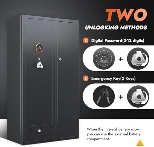 KAER 18-20 Gun Safe Gun Cabinet Large Gun Safes for Rifles and Pistols Rifle Safe for Home High Capacity Electronic Gun Cabinets for Rifles and Shotguns with Drawer,Removable Shelf - Image 3