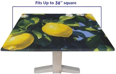 Square Elastic Fitted Tablecloth, Lemon Grove Pattern Printed on Washable Square Card Table Cover Fitted, Suitable for Home Dining Camping BBQ, Fit for 36" x 36" Square Tables - Image 5