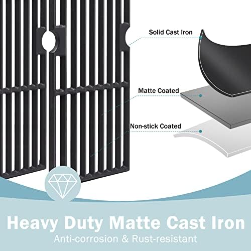 Criditpid 18 Inch Grill Grates for Charbroil Performance 2 Burner 463625217 463673519 Replacement Parts, Cast Iron Grill Cooking Grate for Char-Broil G470-0002-W1, G470-0003-W1, 463625219, 463673517 - Image 3