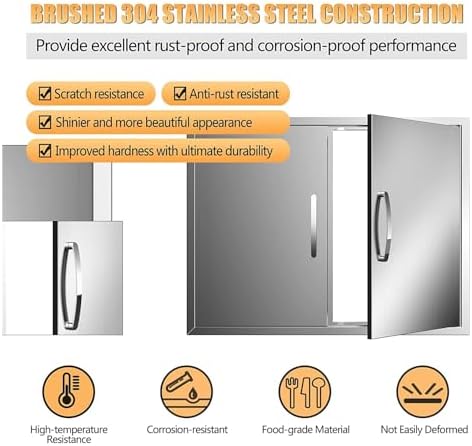 BBQ Access Double Doors 30Wx21H Flush Mount Stainless Steel Outdoor Kitchen Door for Outside Cabinets and BBQ Island - Image 7