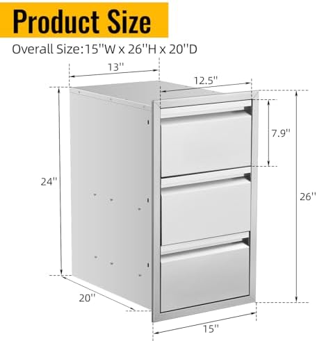 Outdoor Kitchen Drawers 15W x 26H x 22D Inch, Flush Mount Access BBQ Island Drawers for Outdoor Kitchens or Patio Grill Station - Image 2