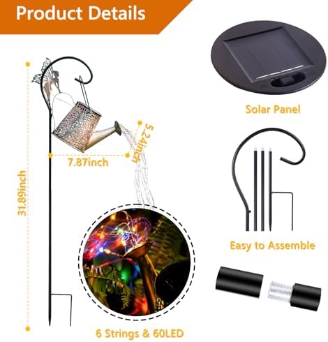 Solar Watering Can Light, Solar Outdoor Decorative, Garden Decor Lights - Image 3