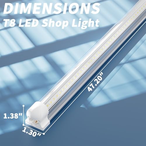 8-Pack 4FT T8 LED Shop Light, 42W 6300 Lumen 5000K Daylight, Linkable with Plug Shop Lights for Garage Ceiling Workshop Commercial Lighting, 4 Years Warranty - Image 4