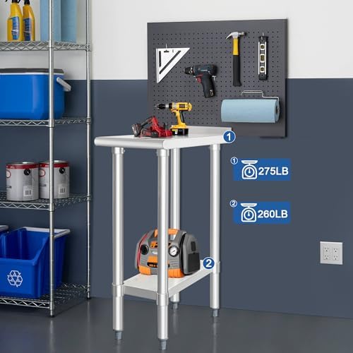 HARDURA Stainless Steel Commercial Work Table 24×12 Inches 2" Backsplash - Image 3