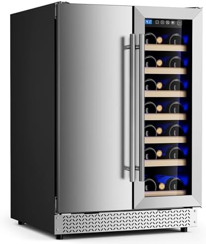 24 Inch Wine and Beverage Refrigerator, 21 Bottles and 88 Cans Daul Zone Wine Fridge with Stainless Steel Door Built in or Freestanding, Beverage Fridge for Soda Beer Wine-Kitchen Bar Office by Vushine