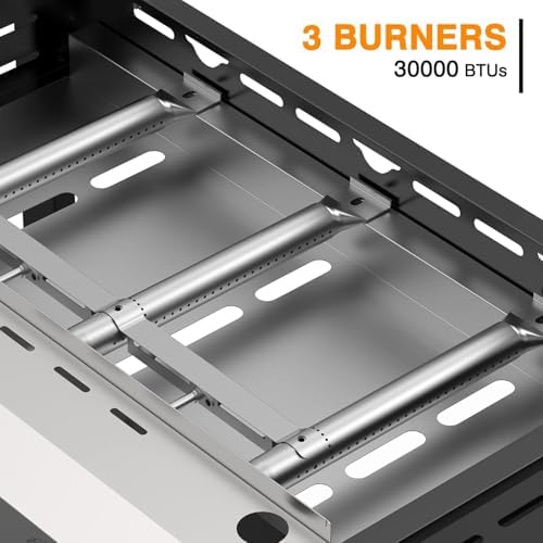 3 Burner BBQ Flat Top Grill, 25.6 Inch Stainless Steel Portable Detachable Gas Griddle, 30,000 BTU Propane Griddle for Camping - Image 3