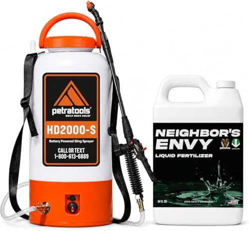 PetraMax Neighbors Envy Grass Fertilizer for Lawn w/ 2 Gal Battery Sprayer by PetraMax