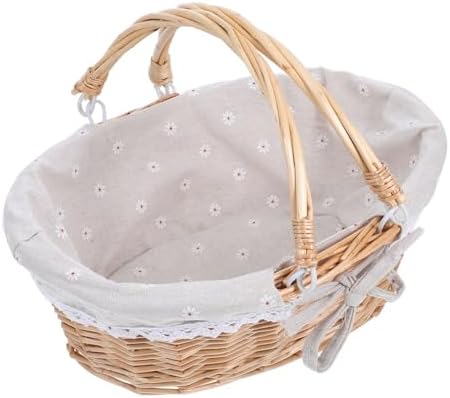 Wicker Picnic Basket with Handles, Vintage Handwoven Storage Basket Xmas by OHPHCALL