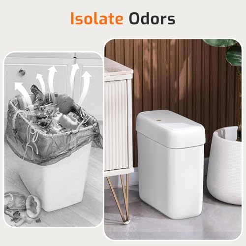 Small Bathroom Trash Can with Lid 3.2 Gallon Garbage Can with 20 Trash Bags - Image 4