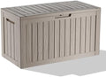 DRATO 85 Gallon Deck Boxes Outdoor Waterproof, Resin Large Lockable Storage Box with Lid, Outdoor Storage Bench Patio Cushions Furniture, Garden Tools, Pool Accessories (Grey, 85 Gallon) by DRATOprovidesawarmandcozy