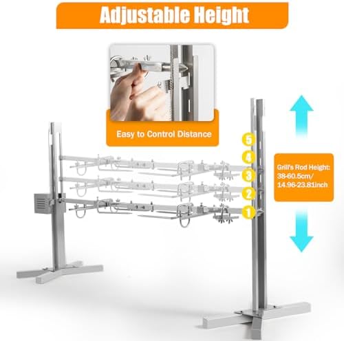 43" Electric BBQ Rotisserie Grill Kit, 88 LBS Capacity, 5 Height-Adjustable Stainless Steel Spit Roaster for Whole Pig Lamb Goat Chicken, Outdoor Camping & Backyard Barbecue - Image 3
