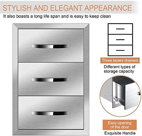 Outdoor Kitchen Drawers 14" W x 21" H x 21" D Stainless Steel - Image 6
