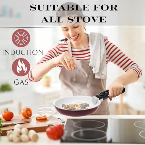 Moss & Stone 5-Piece Nonstick Pots and Pans Set, Removable Handle Cookware - Image 3