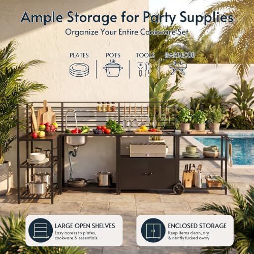 Modular Outdoor Kitchen Island with Sink, 5Pcs Prefab Outdoor Cabinets Kit - Image 6