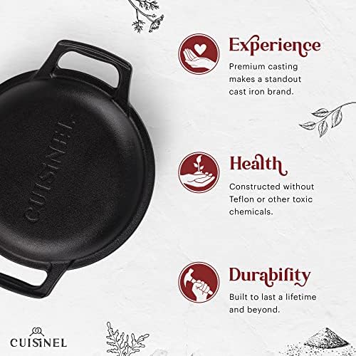 Cuisinel Cast Iron Dutch Oven - 3-Quart Deep Pot - Pre-Seasoned 2-in-1 Multi-Cooker - Combo Lid Doubles as 8"-inch Skillet + Silicone Handle Covers + Scraper - Use for Baking Bread. PFAS and PFOA-free - Image 2