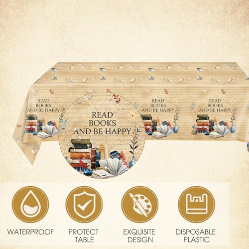 41Pcs Book Themed Party Decorations Vintage Book Club Theme Birthday Supplies Library Reading Theme Plates Napkins Tablecloth,for Library Party, Birthday, Engagement Party Decorations, Serves 20 - Image 5