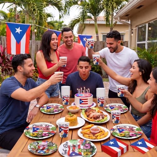 Suclain 150 Pcs Puerto Rico Party Tablewear, Puerto Rico Party Supplies - Image 5