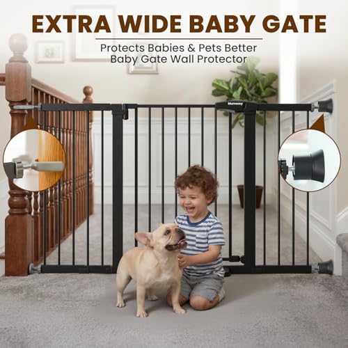 Mumeasy 29.7-57" Extra Wide Baby Gate for Doorways, Auto Close Dog Gate Indoor for Stairs, No-Drill Pressure Mounted Pet Gate with Door, Easy Walk Thru Long&Large Safety Gate for House, Outdoor, Black - Image 5