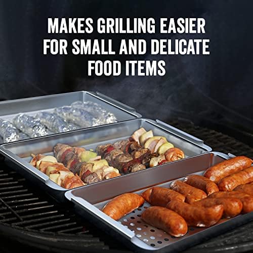 Yukon Glory Grill Basket Set, 3 Stainless Steel Baskets, Clip-On Handle - Image 4