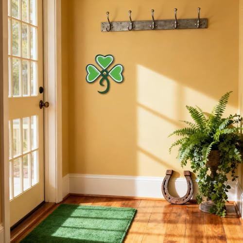 YEAHOME St Patricks Day Shamrock Wall Decorations, 11'' Metal Clover Wall Art Decor, Lucky Shamrock Yard Garden Decor Hanging for Home Front Door, Kitchen, Bathroom, Bedroom, Indoor & Outdoor - Image 6