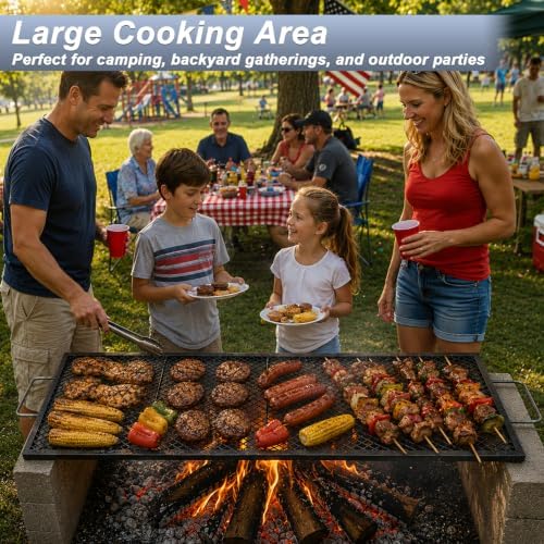 44 Inch Rectangle Fire Pit Grill Grate for Outdoor Campfire, Gathering - Image 4