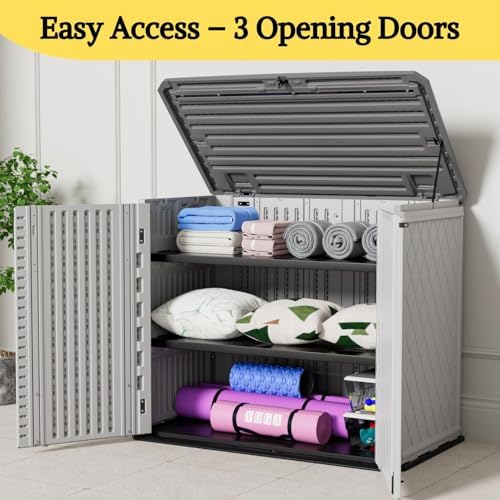 ZZM 4x2.5 FT Outdoor Storage Shed, Resin Waterproof Storage Cabinet for Garden Tools with Lockable Lid,Latch (White) - Image 6