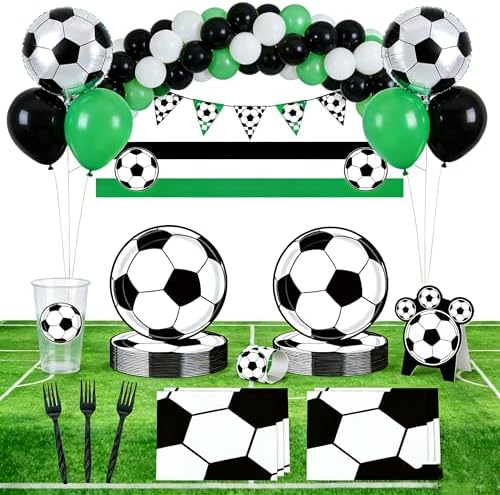 50-Piece Soccer-Themed Birthday Party Set: Plates, Napkins, Paper Plates - Image 4
