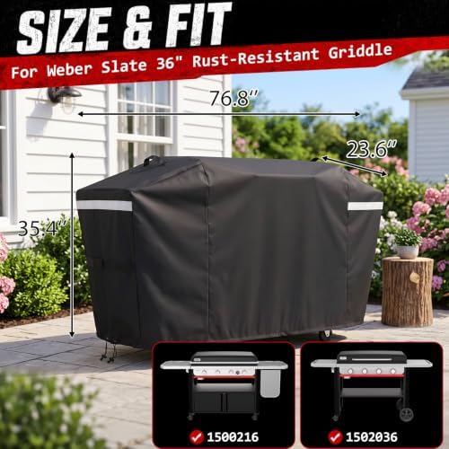 Utheer 600D Grill Cover for Weber Slate 36" Rust-Resistant Griddle 3400120 - Image 2