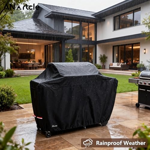 ANartcle Water-Resistant 72 Inch BBQ Grill Cover,600D Heavy Duty Waterproof All Weather Large Grill Cover for Outdoor Grill,Suitable for Weber, Brinkmann and More,72" L x 26" W x 48" H Black - Image 6