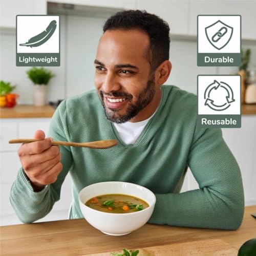 BambooMN 8" Reusable Bamboo Soup Spoon - 10 Units - Image 4