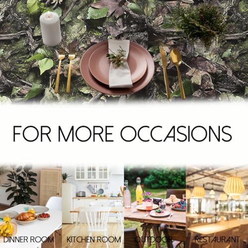 Camouflage Hunting Tablecloth 54x54 Inch Square Leaves Branches Camo Hunting Tablecloths Polyester Table Cloth for Holiday Parties Kitchen Dining Indoor Outdoor - Image 7