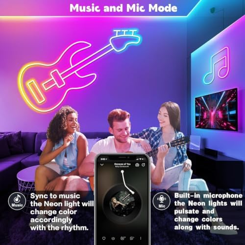SINLEY Led Neon Rope Light 60FT,Control with App/Remote,Flexible Led Rope Lights,Multiple Modes,IP68 Outdoor RGB Neon Lights Waterproof,Music Sync Gaming Led Strip Lights for Bedroom Indoor - Image 3