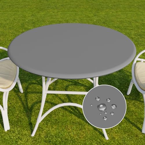 Romanstile Round Fitted Vinyl Tablecloth with Elastic Edge 100% Waterproof by Romanstile
