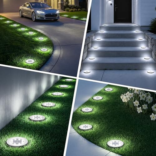 INCX Solar Lights Outdoor Waterproof, Cold White, 8 Pack Ground Lights - Image 6
