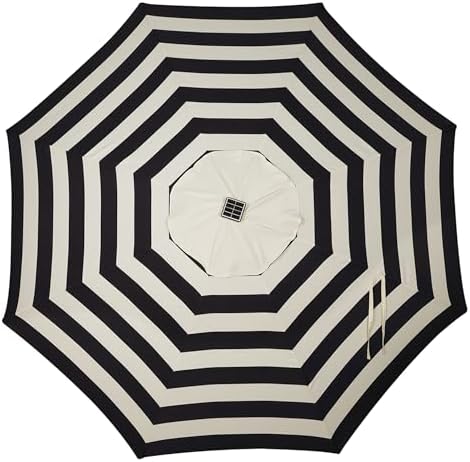 Blissun 9 ft Solar Umbrella, Patio Umbrella with 32 LED Lights, Table Market Umbrella, Outdoor Umbrella for Garden, Deck, Backyard, Black & Beige - Image 4