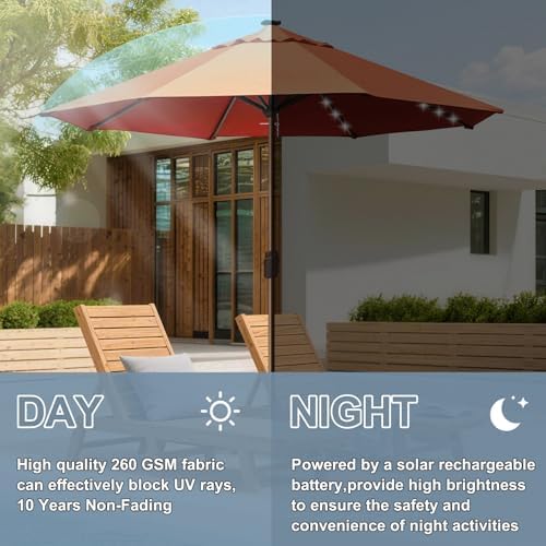 EliteShade USA 10-Year-Non-Fading 10ft Market Patio Umbrella, Commercial Grade Table Sun Umbrella with 80 Solar LED Lights, Crank Open, Windproof & UPF 50+ UV Protection for Garden, Deck, Pool, Backyard, No Tilt, Rust - Image 5