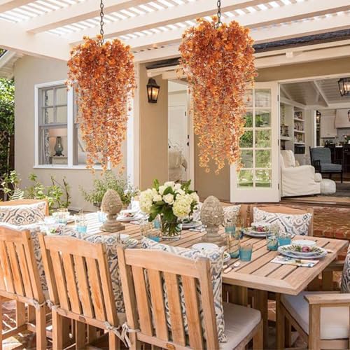 RECUTMS Fall Flower Artificial Brown Hanging Plant Outdoor Autumn Decor 3Pc - Image 4
