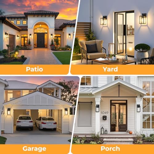 FOLKSMATE 4 Pack Dusk to Dawn Outdoor Wall Light Fixtures - Image 6