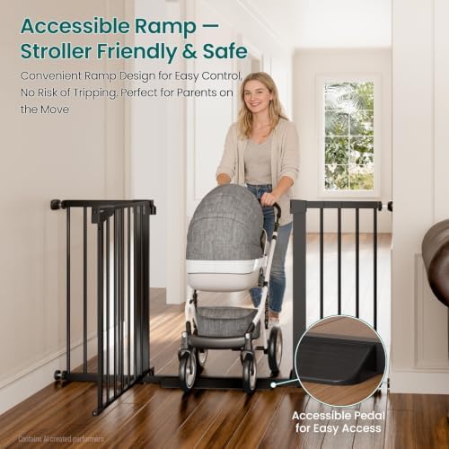 Cumbor 30-54" Extra Wide Baby Gate for Stairs & Auto Close Dog Gate Black - Image 5
