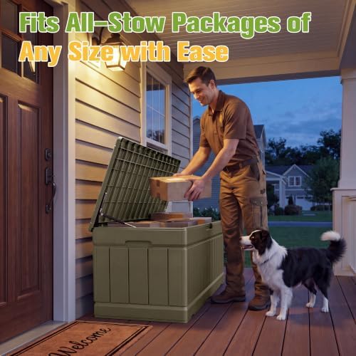 Greesum 82 Gallon Resin Deck Box All Weather Large Outdoor Storage for Patio Furniture, Toys, Garden Tools, Lockable, Light Coffee - Image 6